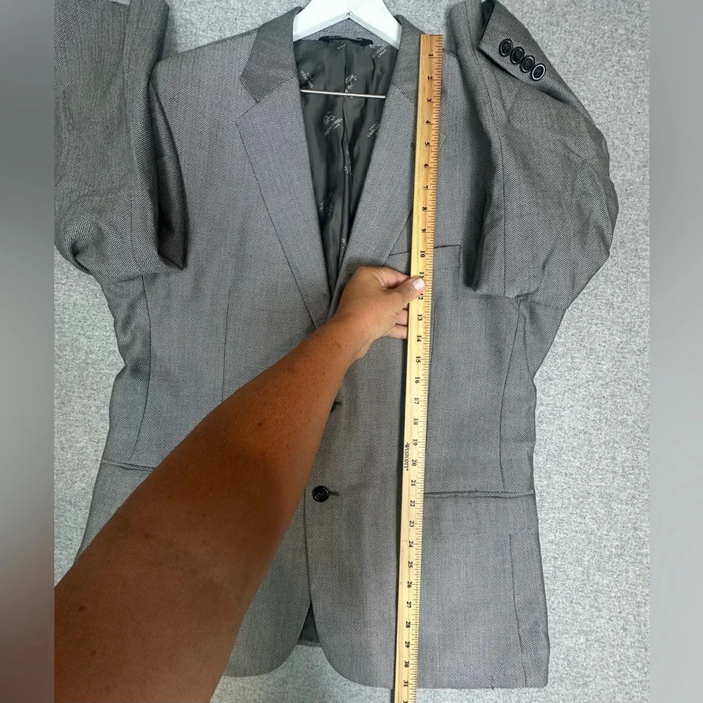 Prontomoda Blazer Mens 42R Gray Silk Wool Cashmere Herringbone Italy Jacket Suit